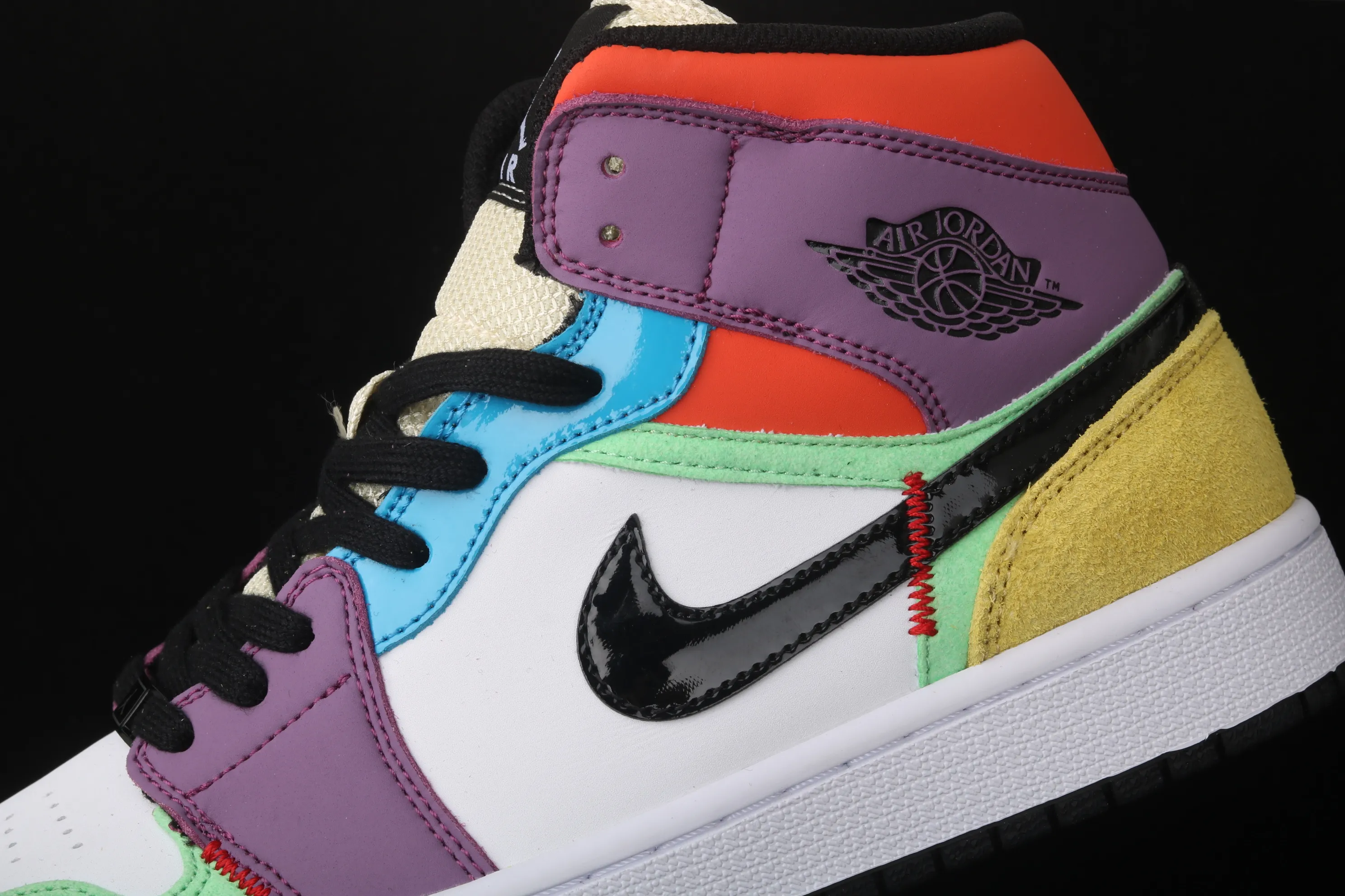 All categories Air Jordan Jordan series basketball shoes Air Jordan 1 Mid Air Jordan 1 Mid AJ1 Joe 1 Zhongbang color stitching CW1140-100
